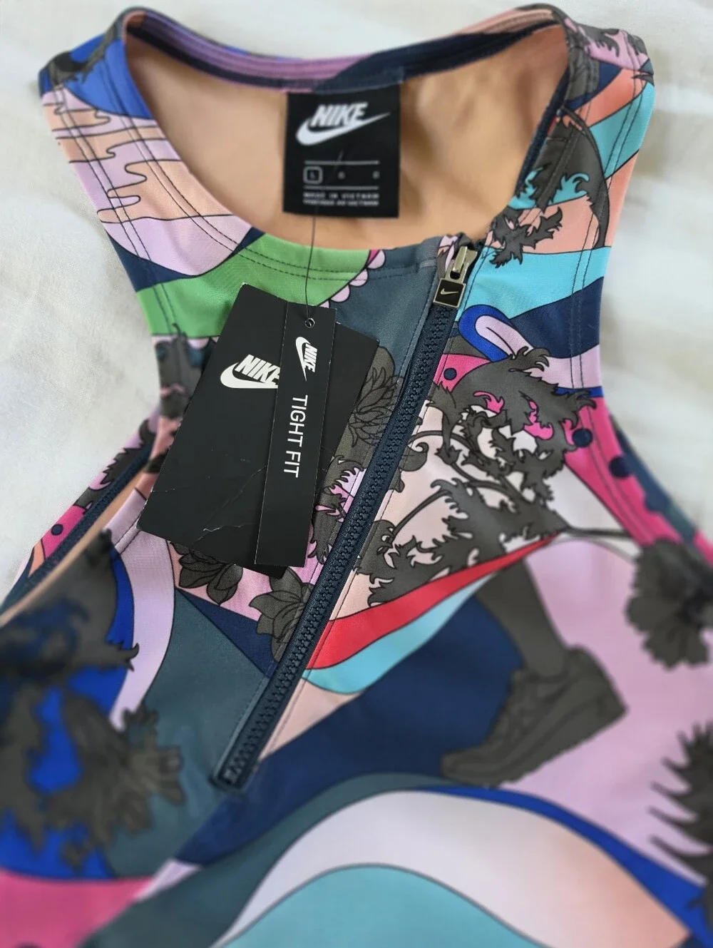 Nike Multicolor High-Neck Bodysuit with Abstract Print